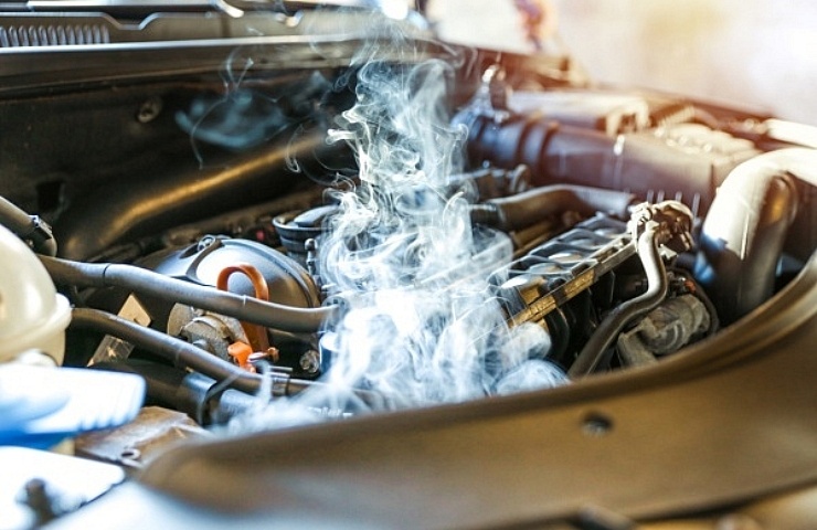 car engine overheating close up