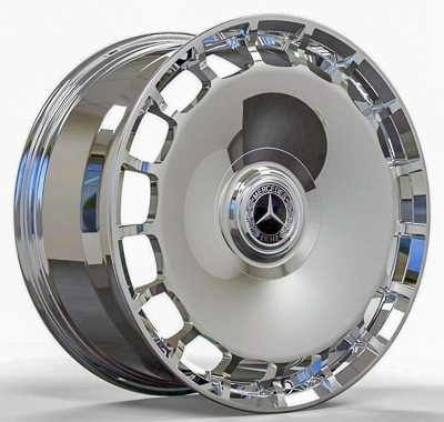 A chrome plated Mercedes-Benz wheel