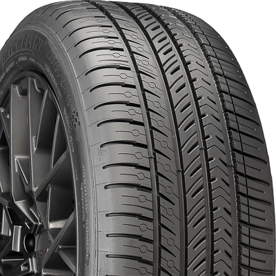 The tread pattern of a Michelin Pilot Sport All-Season 4 tire.