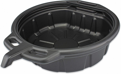 An automotive oil drain pan with a built-in-pour spout