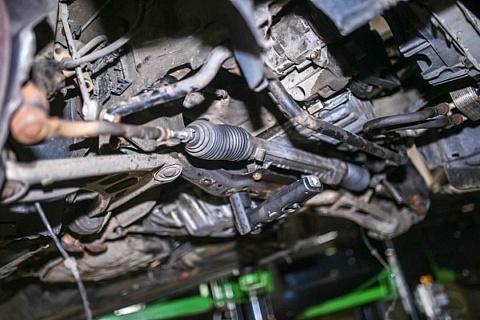 Car suspension, levers, stabilizer bar and steering rack