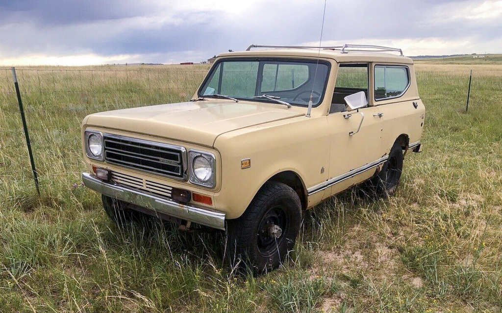 An unrestored International Harvester Scout in a