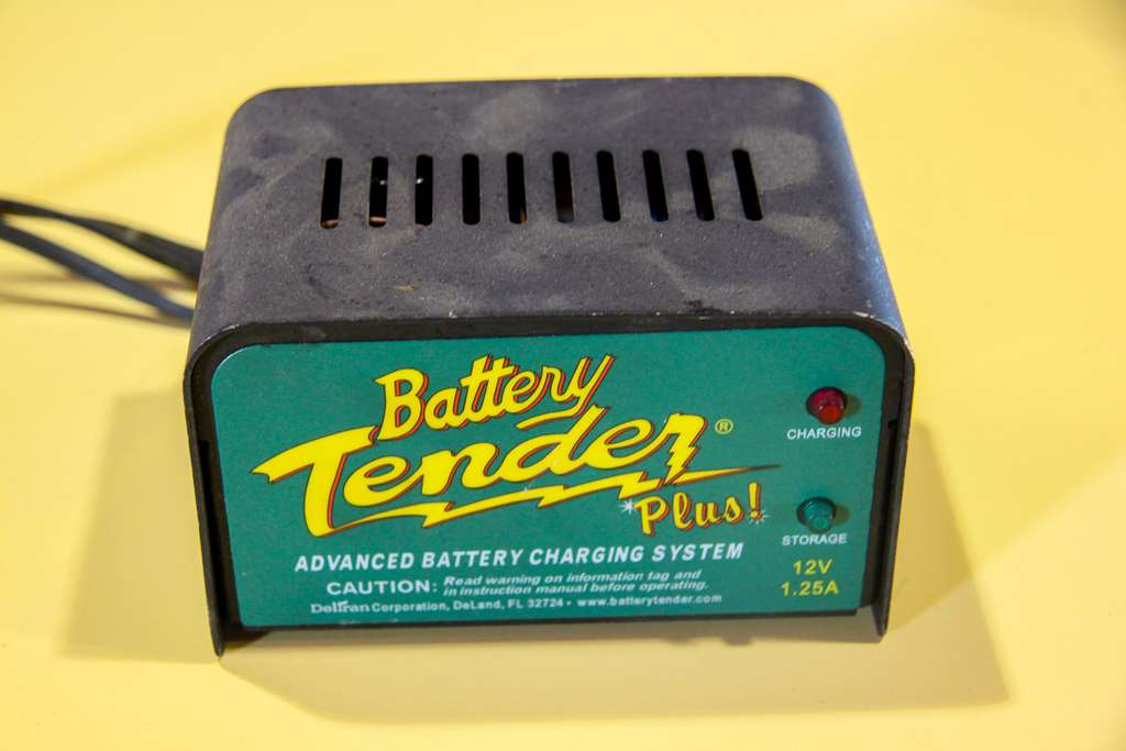 A Battery Tender brand trickle charger.