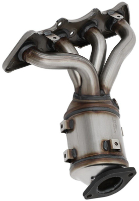 An integrated exhaust manifold and catalytic converter assembly.