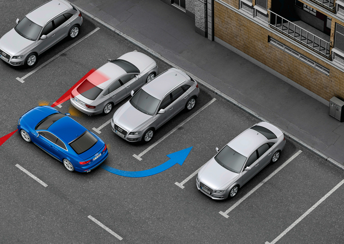 Diagram of a car reversing into a parking space