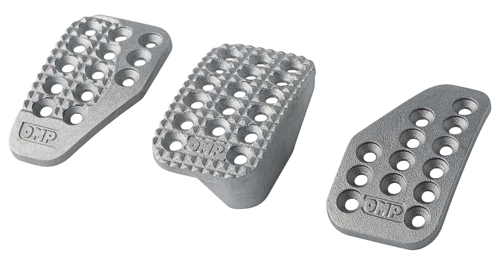 A set of OMP racing car foot pedals. 