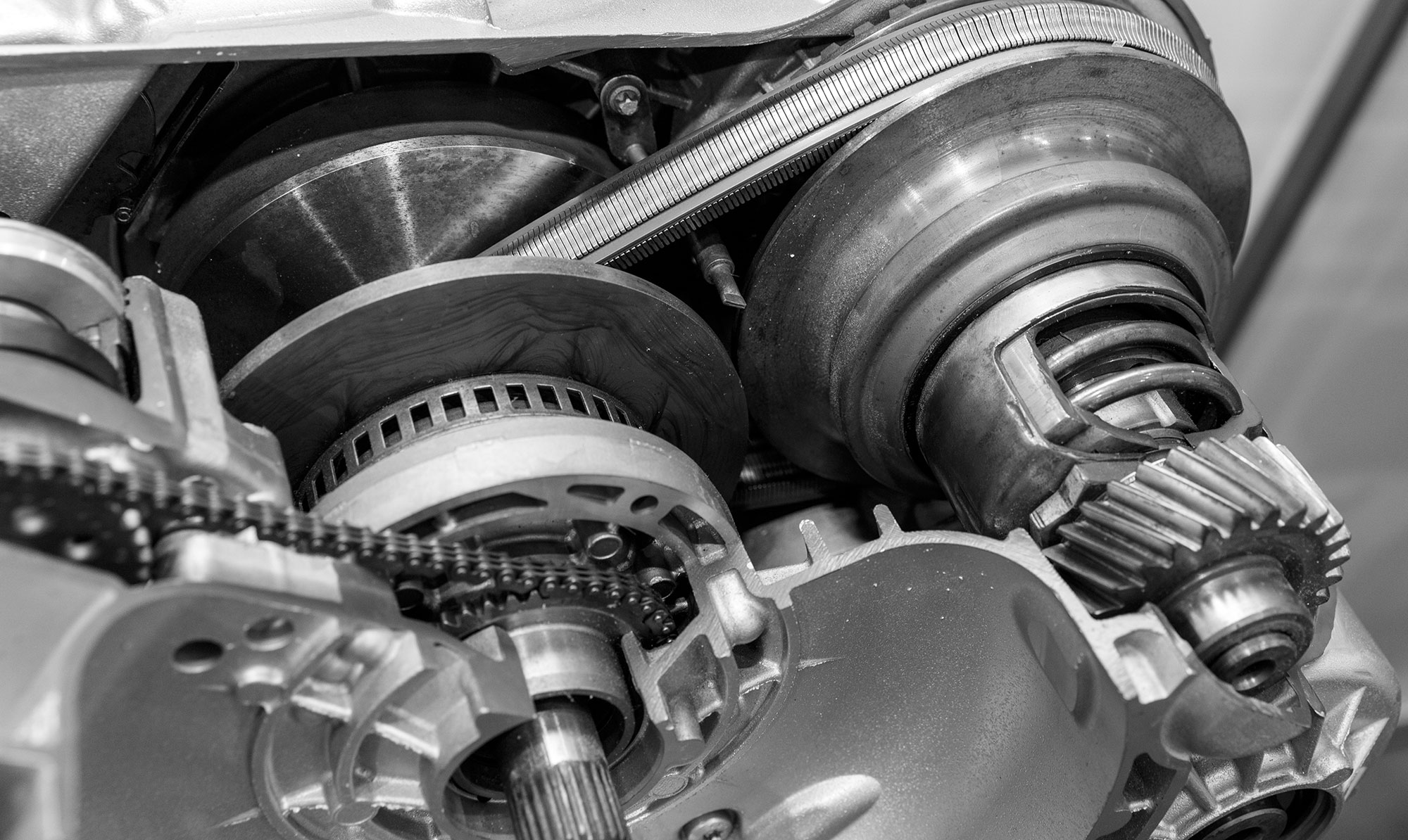 CVT gears in a cutaway