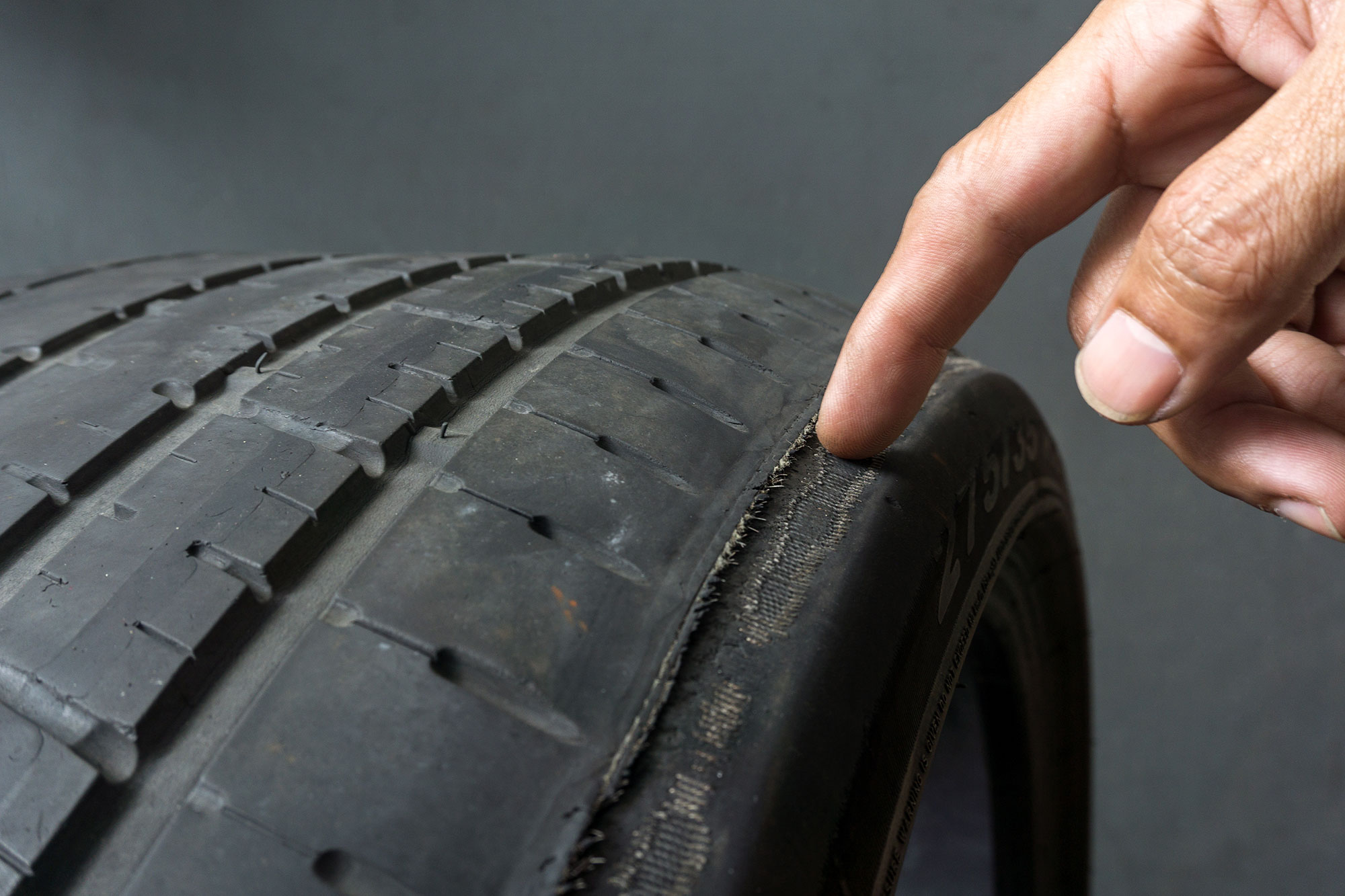 A tire with uneven wear