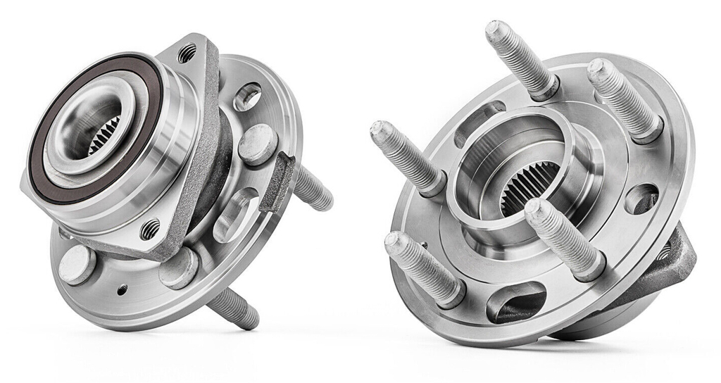 A pair of automotive wheel bearing hubs