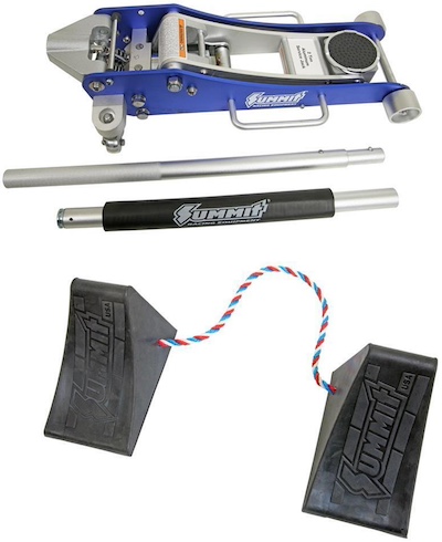 Summit Racing floor jack and wheel chock combo