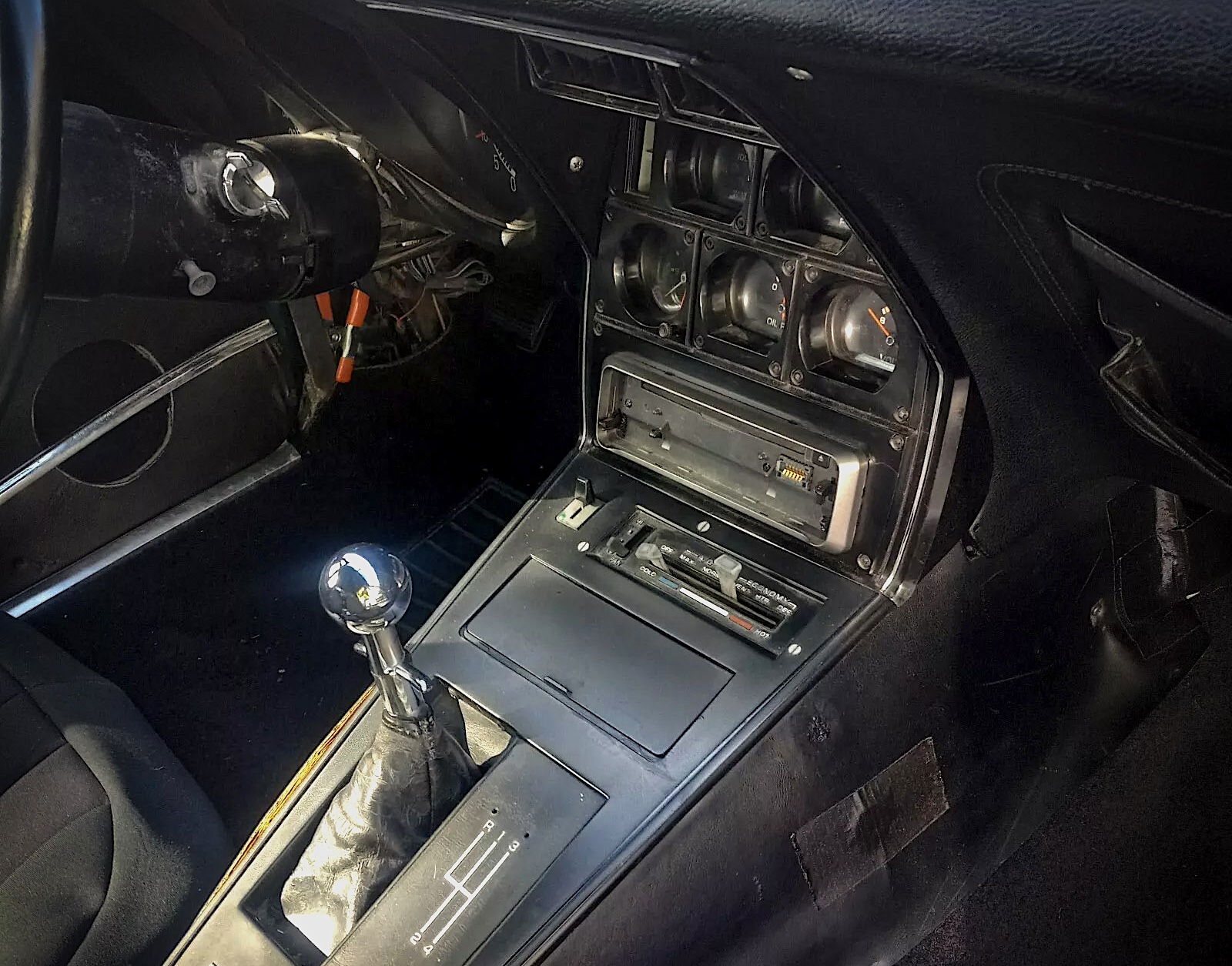 1977 Chevrolet Corvette - interior - manual shifter, console, center stack