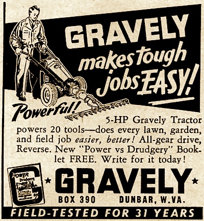 Gravley five horsepower tractor advertisement