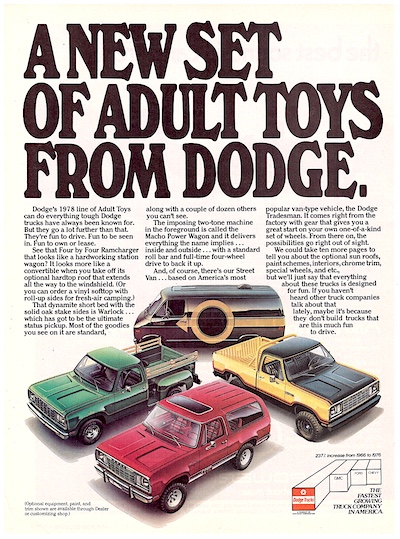 Dodge Adult Toys advertisement