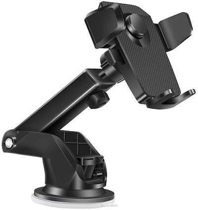 Adjustable arm suction cup phone holder