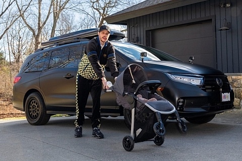 Pete Davidson with his Built to Spec 2022 Honda Odyssey minivan.